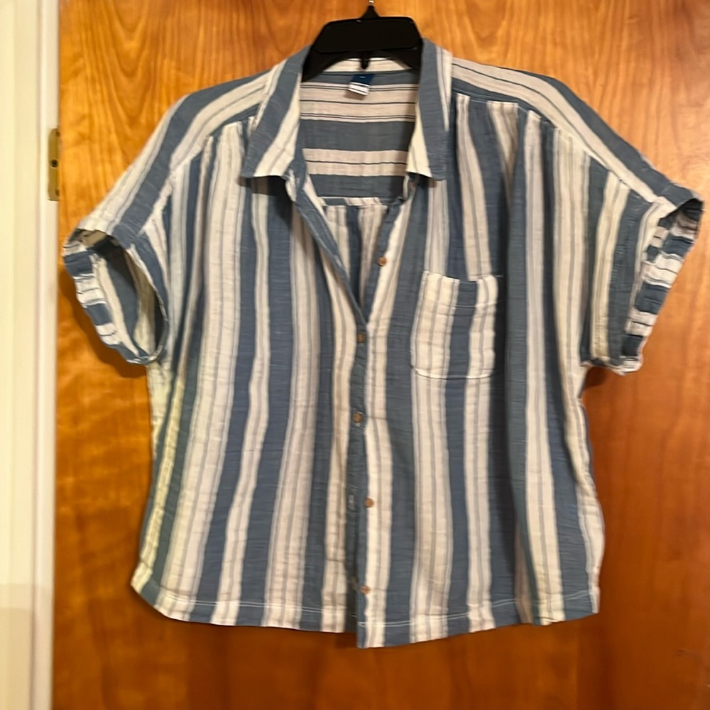 Blue and white blouse